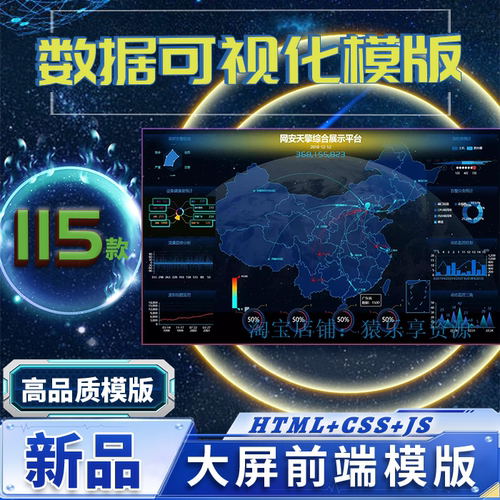 数据可视化echarts项目大数据展示可视化大屏html模板源码前端115