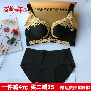 香港金狐狸内衣官方正品 幸福花胸罩无钢圈聚拢加厚透气火狐狸文胸