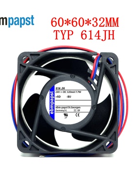 全新原装现货德国风扇TYP 614JH 6032 24V 7.7W直流散热风扇滚珠