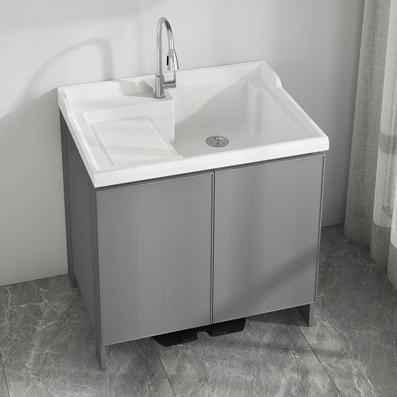 阳台蜂窝铝洗衣柜组合洗衣池盆定制扫地机柜洗手脸盆一体柜带搓板