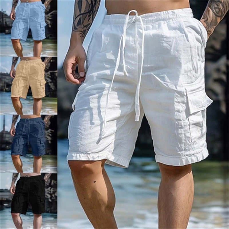 男士纯色抽绳棉麻多口袋工装宽松户外透气短裤,个性定制/设计服务/DIY,连衣裙加工定制,淘宝优惠券,粉丝福利购,淘宝优惠卷