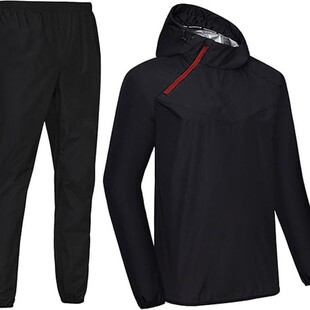 跨境男士运动排汗桑拿夹克服帽子冲锋衣健身服锻炼运动暴汗服套装