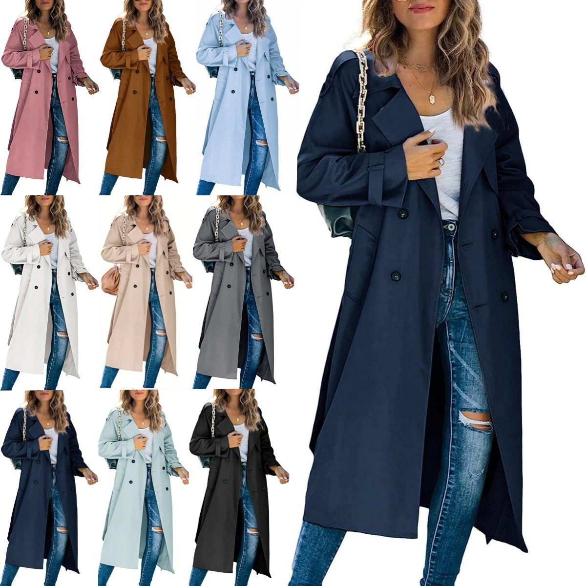 现货！亚马逊独立站跨境欧美女式冬秋风衣外套 外贸大衣女款,个性定制/设计服务/DIY,连衣裙加工定制,淘宝优惠券,粉丝福利购,淘宝优惠卷