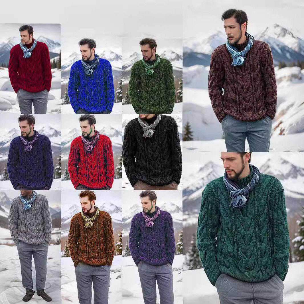 跨境新款时尚麻花针织毛衣秋冬季可外穿内搭潮牌针织衫上衣款