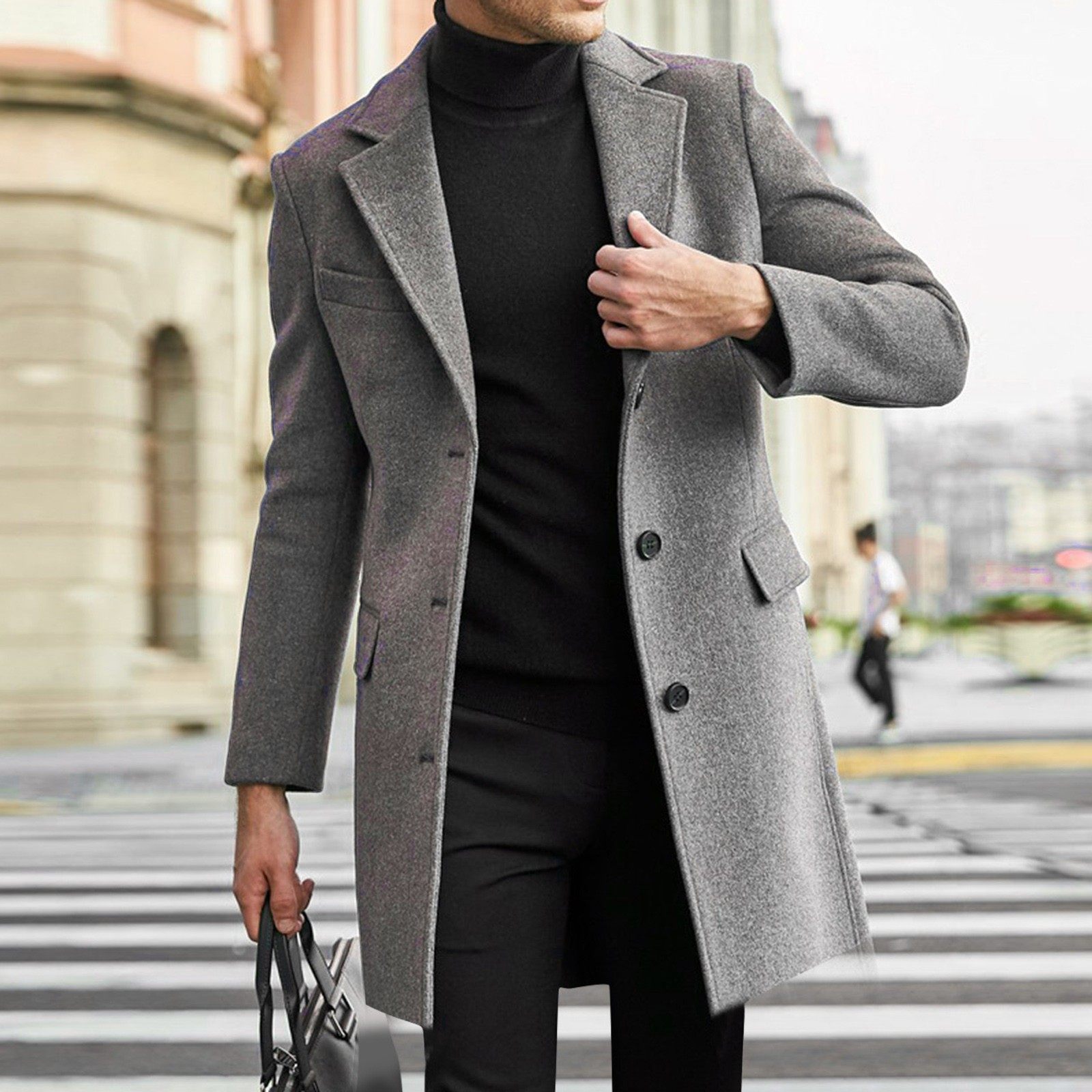 跨境新品风衣亚马逊现货秋冬毛呢男大衣加厚单排扣毛呢外套,个性定制/设计服务/DIY,连衣裙加工定制,淘宝优惠券,粉丝福利购,淘宝优惠卷