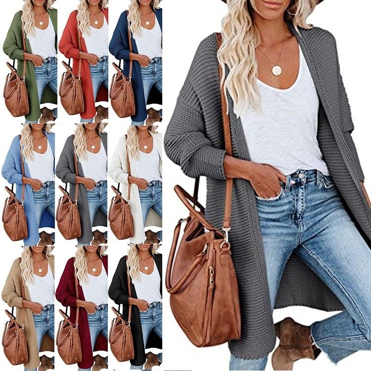 秋冬季外贸新品欧美女式针织开衫纯色中长款亚马逊毛衣女外套,个性定制/设计服务/DIY,连衣裙加工定制,淘宝优惠券,粉丝福利购,淘宝优惠卷