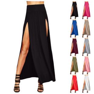 length High skirt高腰开叉休闲半身裙 half casual waisted slit