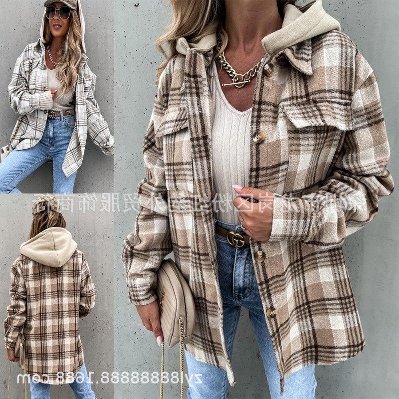 欧美爆款年冬季女装外套时尚连帽（可拆卸）毛呢格子大衣,个性定制/设计服务/DIY,连衣裙加工定制,淘宝优惠券,粉丝福利购,淘宝优惠卷