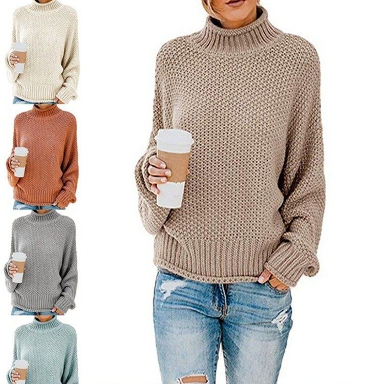 亚马逊爆款毛衣女秋冬新款宽松高领套头衫跨境欧美大码毛衣女,个性定制/设计服务/DIY,连衣裙加工定制,淘宝优惠券,粉丝福利购,淘宝优惠卷