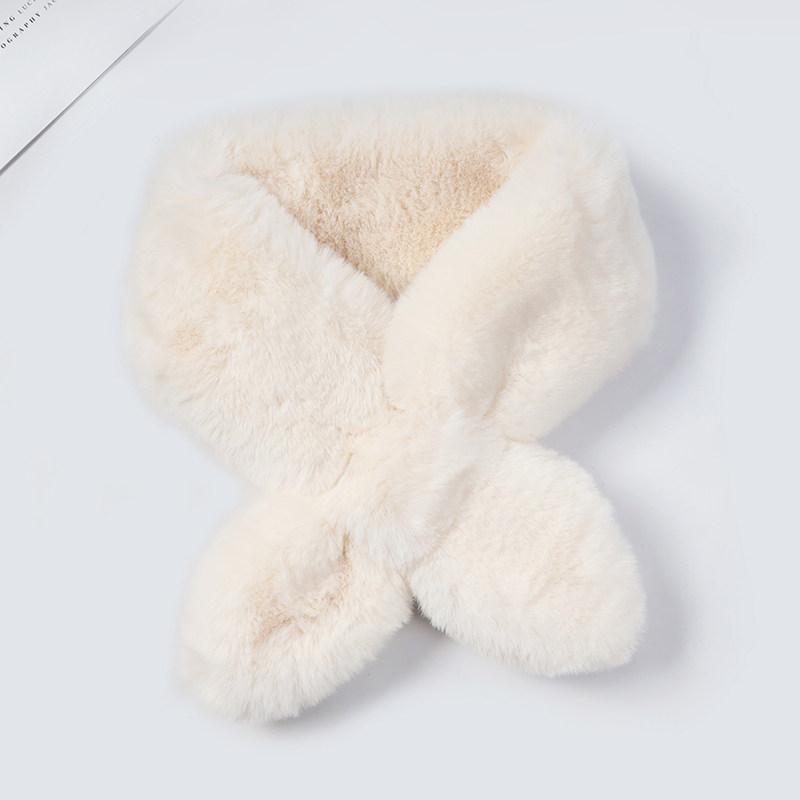 仿獭兔毛围巾女2025新款冬保暖围脖加厚毛绒毛领护颈毛球