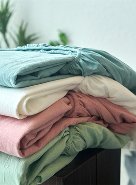 日式纯色床笠单件纯水洗棉床罩1.8米1.5m1.2米床套学生宿舍三件套