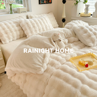 超柔软の兔毛绒四件套牛奶绒床上用品秋冬被套床单加厚保暖三件套
