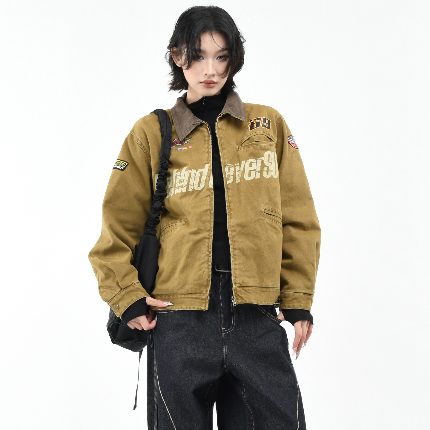 原创美式巴恩风做旧水洗工装棉服