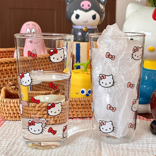 【又又海】可爱卡通Kitty牛奶杯 少女心耐热玻璃杯 夏日果汁杯子