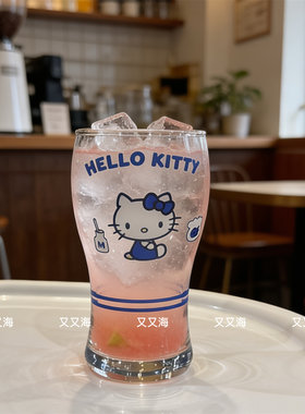 ins风kitty可爱少女心卡通玻璃杯