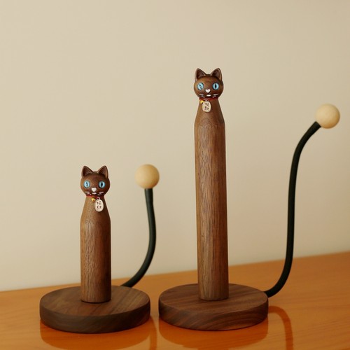 北美黑胡桃木整木猫咪厨房纸巾架实木桌面创意包邮