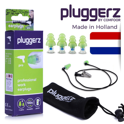 pluggerz荷兰专业隔音耳塞带线 线工作用降噪工厂工业机械抗噪防