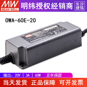 台湾明纬OWA-60E-20防潮外置式电源适配器60W 20V 3A欧规