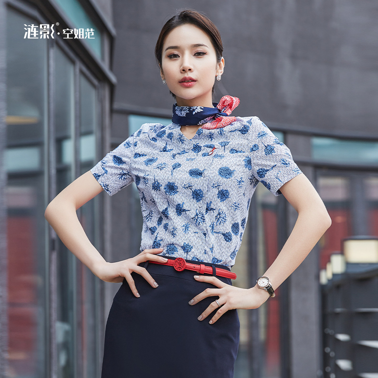 空姐职业套装女工装衬衫东航制服空乘酒店前台接待柜姐员工工作服
