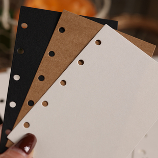 活页本加厚替芯6孔 A6奇葩 A5S黑白牛卡手账DIY印章内页 5孔A8