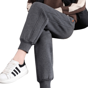 加绒加厚运动裤女春秋冬宽松束脚休闲卫裤2025冬季羊羔绒外穿裤子