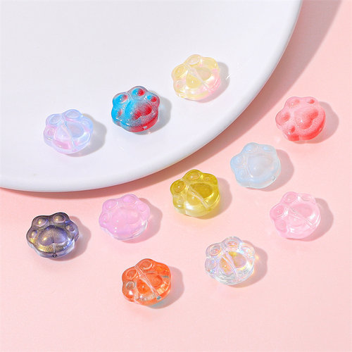 渐变玻璃熊掌串珠diy手工饰品