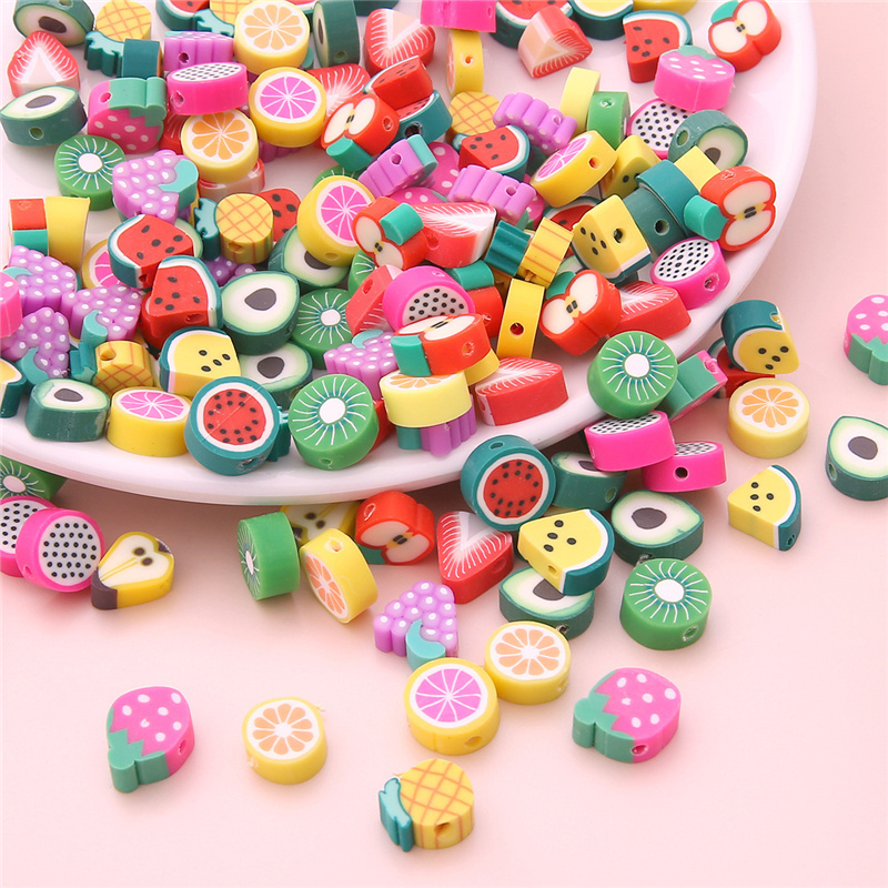 diy自制草莓软陶手工项链珠子