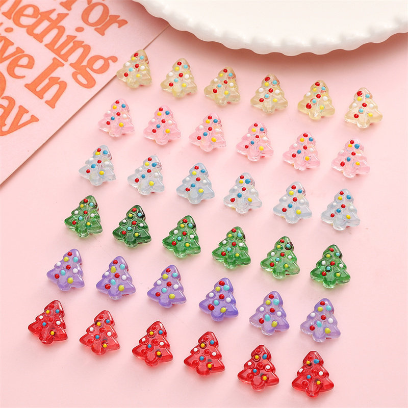 圣诞树滴油手绘琉璃珠子散珠