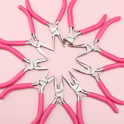 升级款亮粉柄不生锈工具钳弯嘴钳