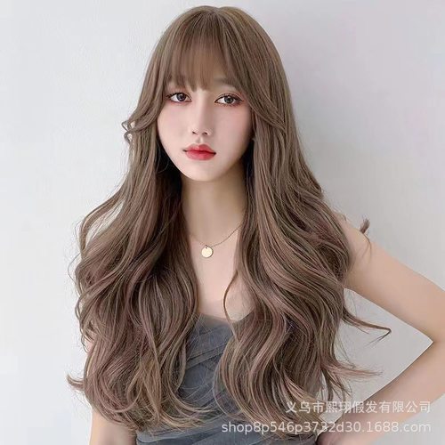 厂家直销假发女新款长卷发大波浪中分自然整顶化纤全头套现货