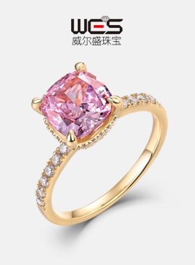 威尔盛新款s925银镶嵌高碳指女精致冷淡风镀18k金指