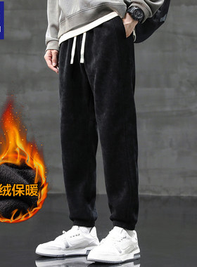 罗蒙灯芯绒加绒加厚男士运动裤