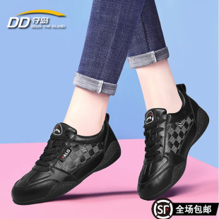 春秋款 旅游轻便休闲鞋 舒适单鞋 女款 黑色运动鞋 真皮软底中年妈妈鞋