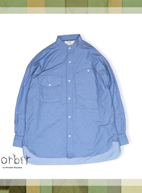 Norbit 日系 露营山系户外 浅蓝色牛津纺口袋休闲宽松长袖衬衫