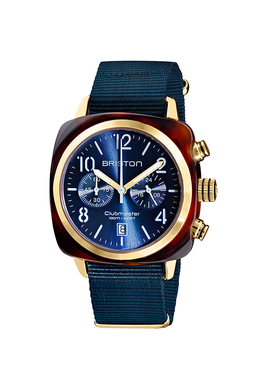BRISTON Clubmaster Classic深蓝表带玳瑁深蓝盘金圈经典系列手表