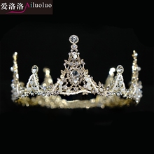 女王皇冠头饰新娘结婚欧美婚纱婚礼饰品 复古巴洛克圆冠2019新款