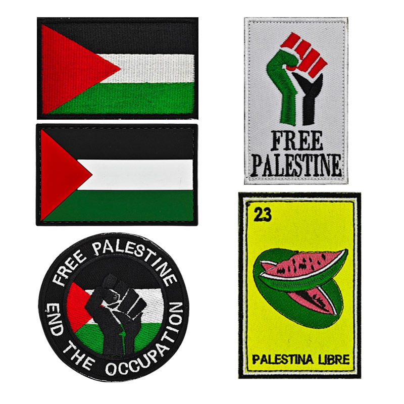 巴勒斯坦国旗刺绣PVC魔术贴补丁粘贴自由的巴勒斯坦旗帜徽章坚强