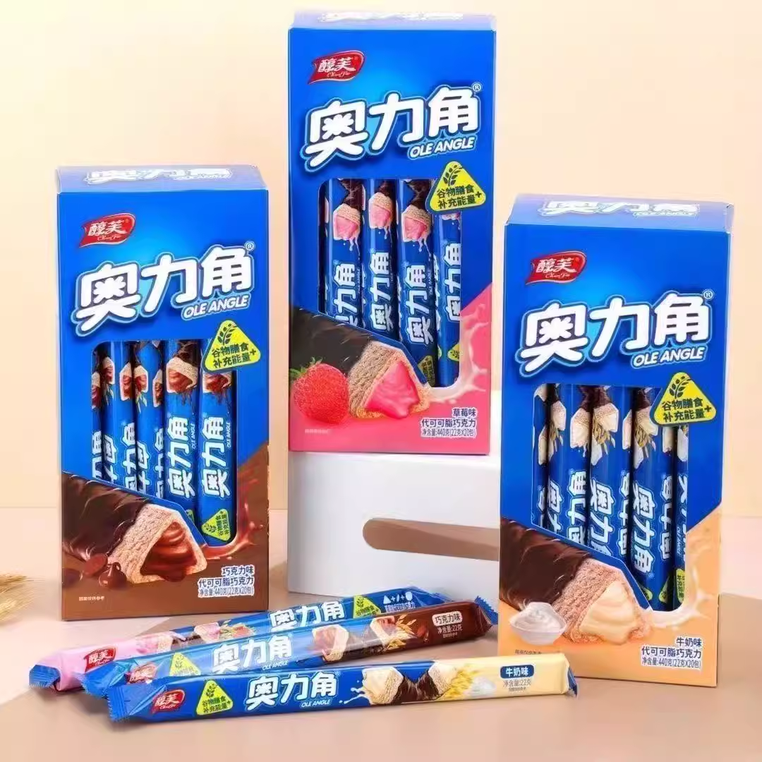 醇芙奥力角巧克力夹心能量棒熔岩三角酥金字塔威化夹心饼干脆角