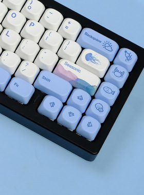 海韵主题蓝色MOA\KOA热升华PBT材质135键小全套通用机械键盘键帽