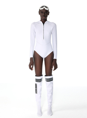 KAMENCAT白色2MM湿衣女保暖潜水服连体泳衣女长袖防晒冲浪水母服