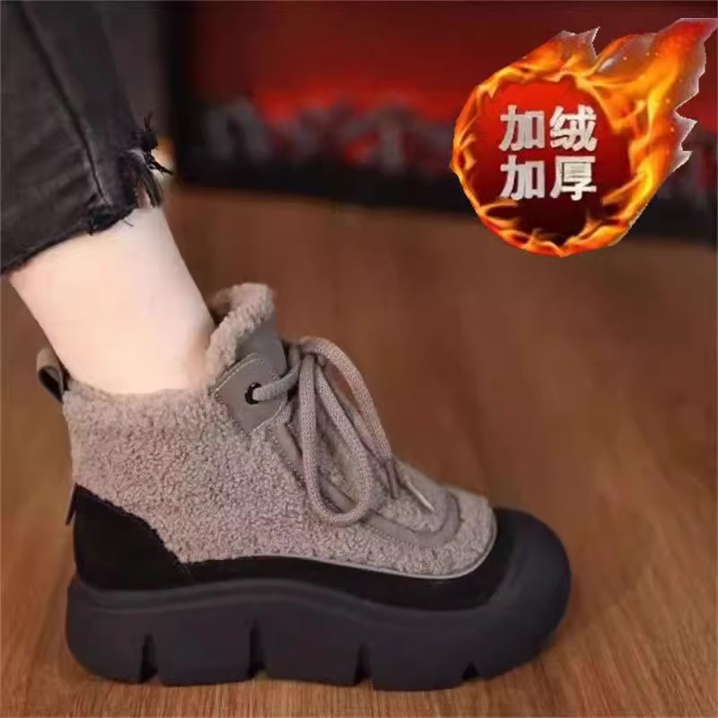品牌撤柜真皮加绒妈妈棉鞋女冬款