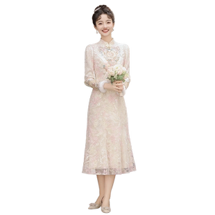 旗袍敬酒服新娘2025新款冬天高级感订婚结婚礼服裙女秋冬季小个子