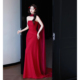 红色晚礼服裙女2026新款 轻奢高端小众订婚结婚拖尾抹胸敬酒服新娘
