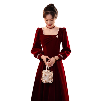 冬季平时可穿回门丝绒敬酒服新娘