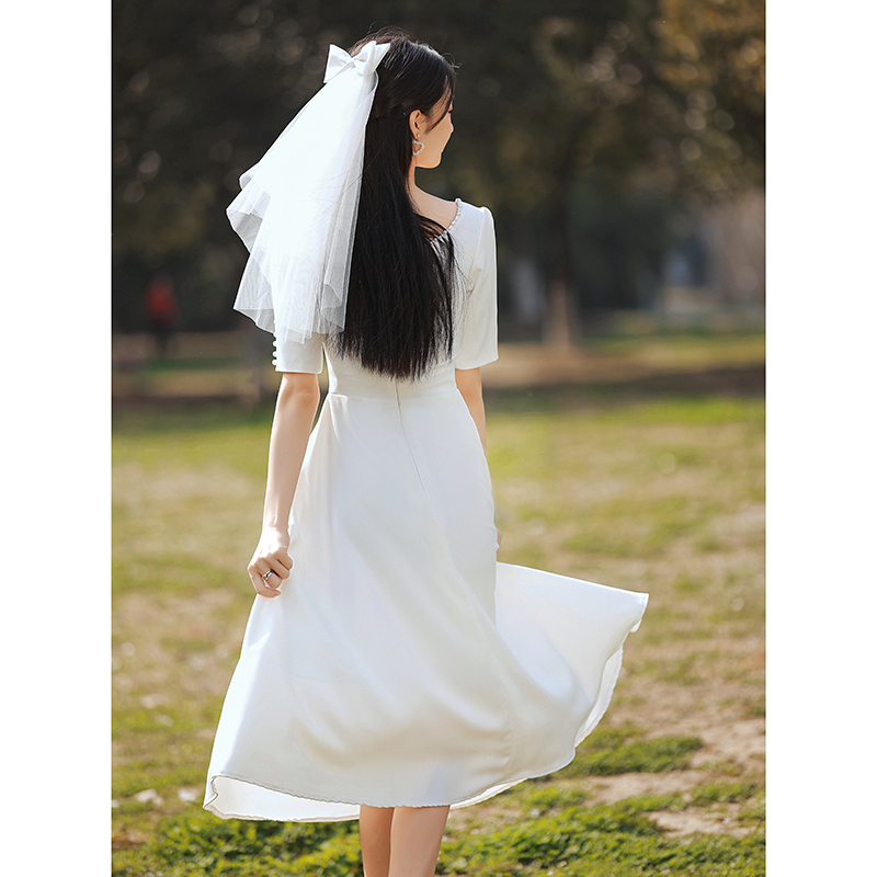 小香风夏季小晚礼服白色