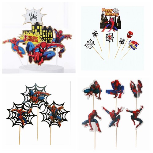 蜘蛛侠主题甜品台装饰烘焙蛋糕摆件插卡男孩5周岁生日布置贴贴纸