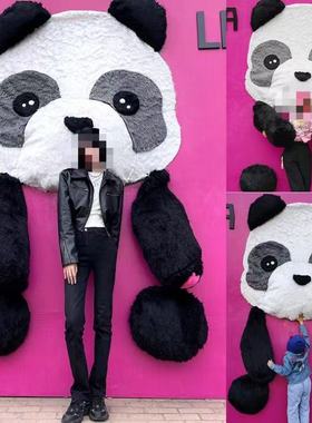 景区网红同款毛绒手臂熊猫抱抱墙