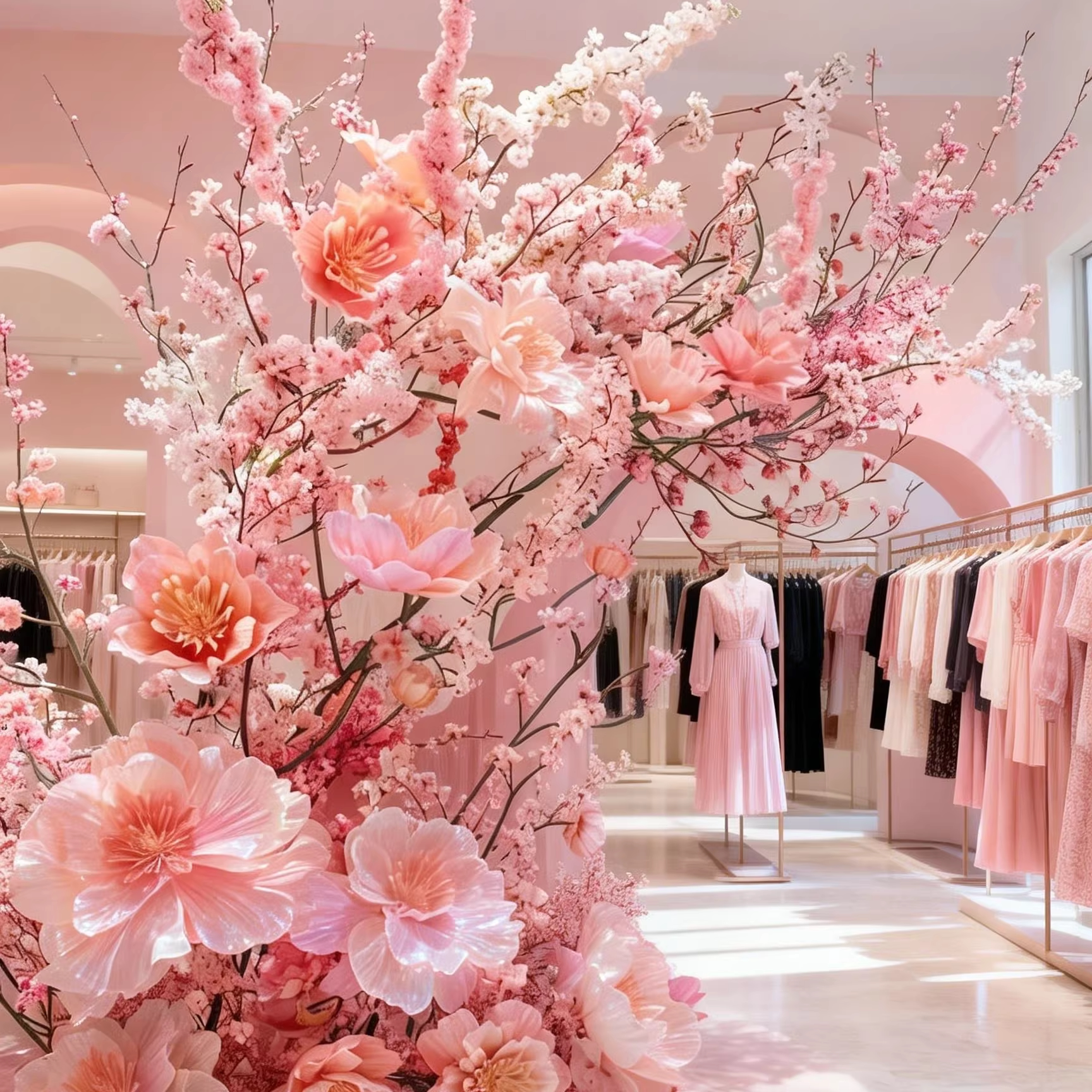 仿真樱花树造景摆件樱花假花装饰布置室内高档仿真桃花氛围摆件