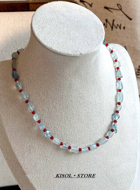 KISOL新中式温柔蓝色天然石项链~