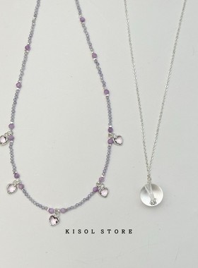 KISOL超仙韩系紫色串珠叠戴颈链~
